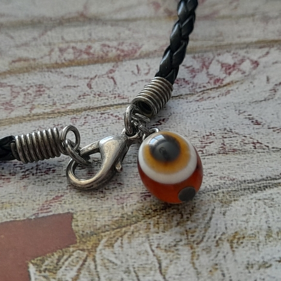 Set Of 3 Leather Bracelets With Evil Eye Bead - Picture 7 of 8